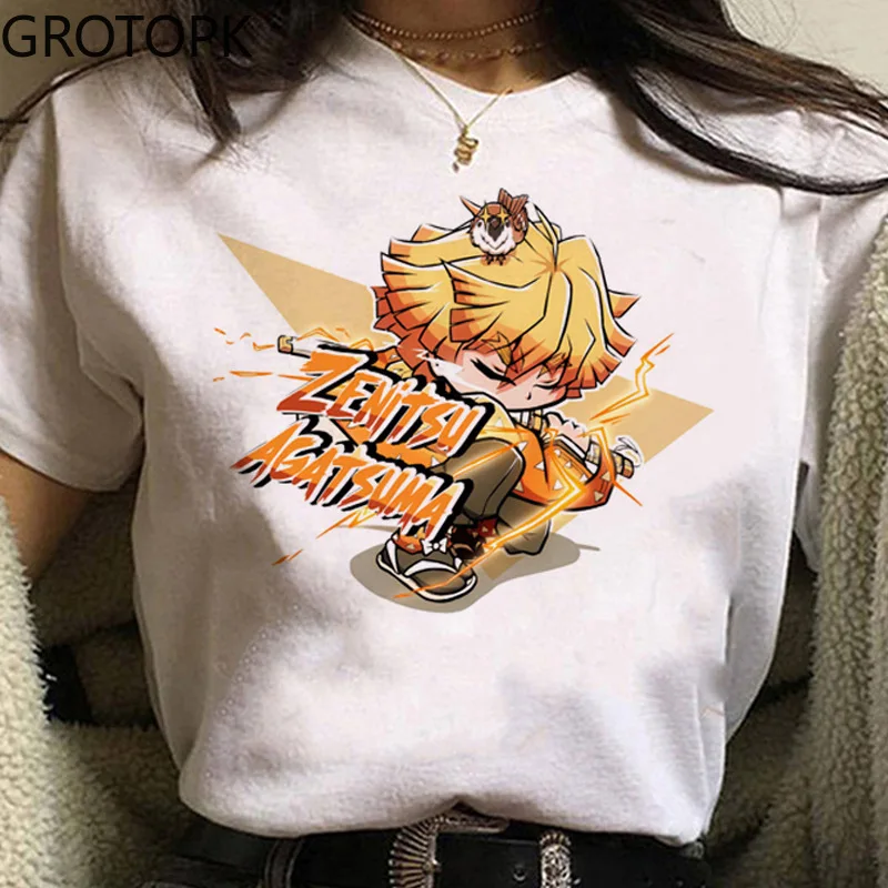 T-shirt da donna nuova estate 2022 stampa 3D Casual Anime giapponese Demon Slayer t-shirt da donna a maniche corte con stampa di cartoni animati