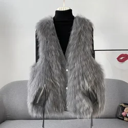 Gilet di pelliccia autunnale e invernale cappotto da donna corto in finta pelliccia di volpe impiombata canotta Slim Fit