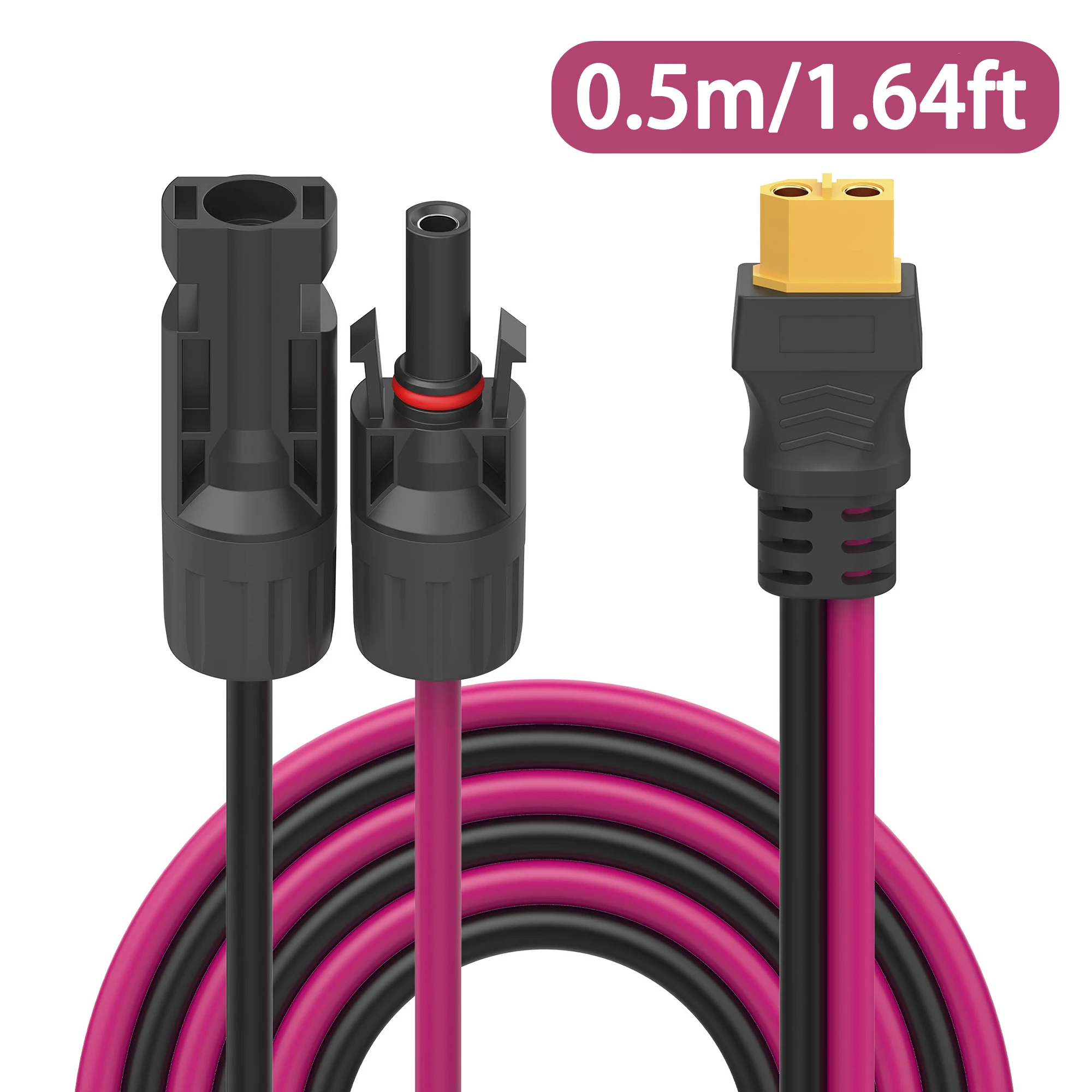 Solar-zu-XT60-Verlängerungskabel, 12 AWG, 30 A, Solarstecker auf XT60-Adapterkabel, geeignet für Solarpanel zu tragbarem Kraftwerk