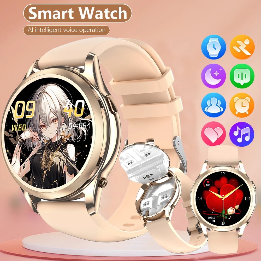 

GEJIAN New Smart Watch 2-in-1 Wireless Earphones for Call Heart Rate Health Monitoring Sports Fitness Tracker Smart Watch