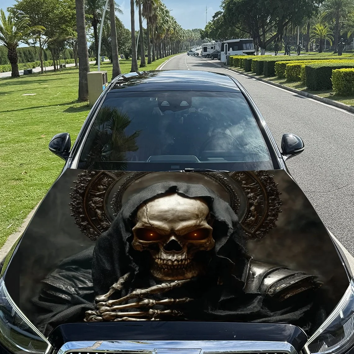 

Дизайн Grim Reaper со светящимися глазами и складными деталями, идеально подходит для обертывания капота автомобиля. Додайте их, острый вид на любой автомобиль.