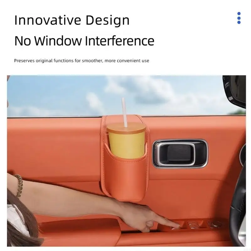 Car Door Hanging Leather Bag Backrest Phone Cup Bag for Daily Driving Storage R6FB