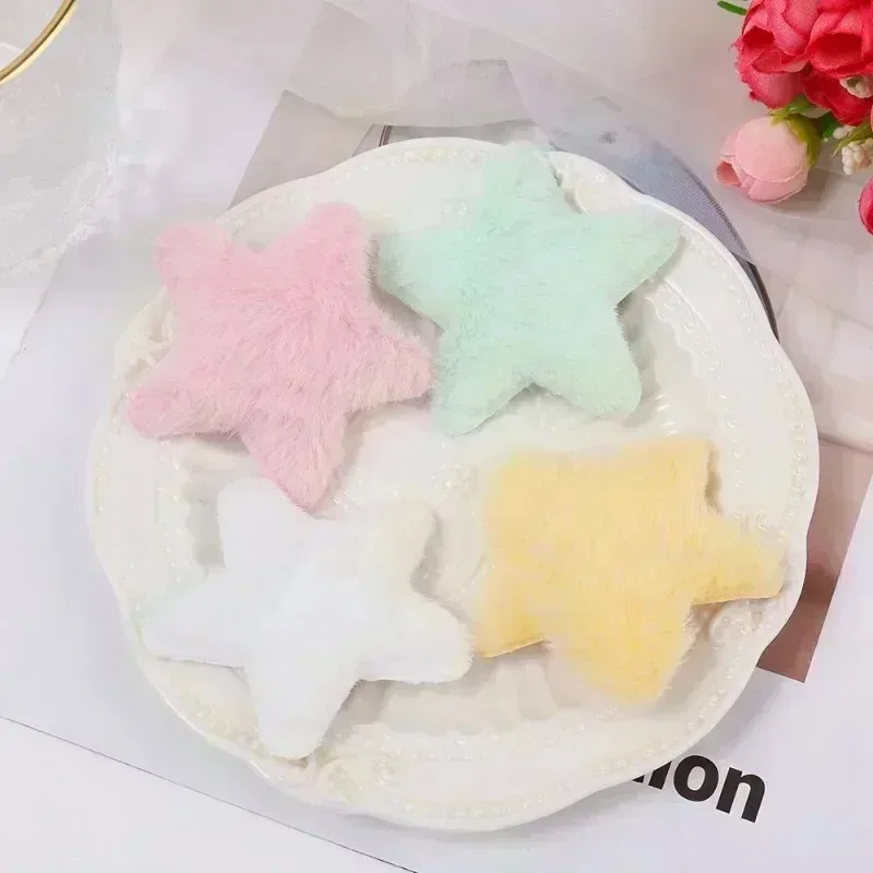 2PCS Fluffy Star Hairpins Children Girls Cute Sweet Plush Hair Clips Daily Dating Side Bang Clips Party Gifts Fashion Accessory