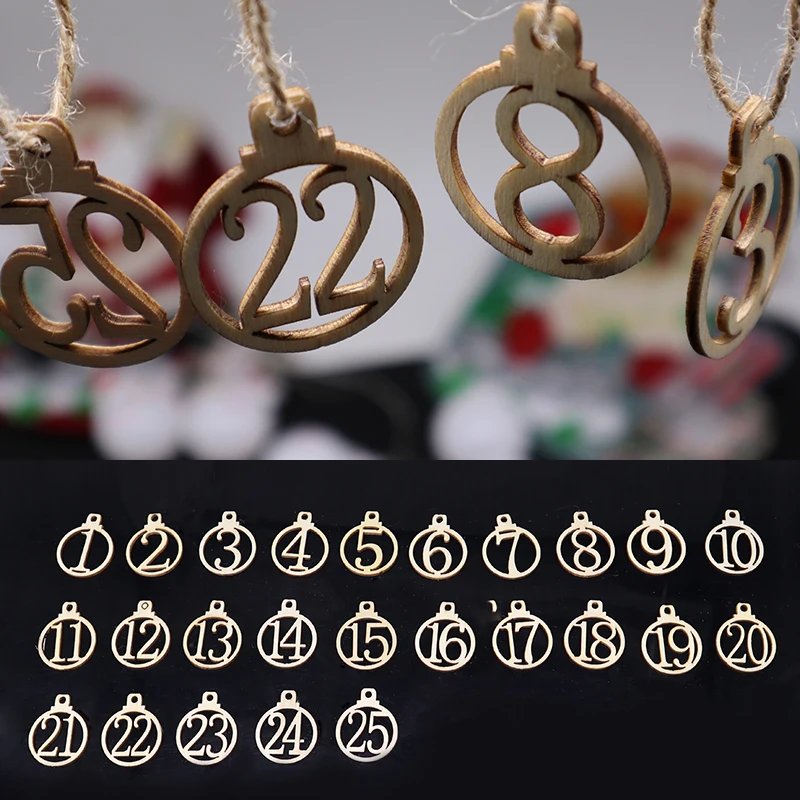 

Number 1-25 Digital Wooden Christmas Advent Calendar Countdown DIY Xmas Tree Ornament Hanging Pendant Gift Decor Labels Tags