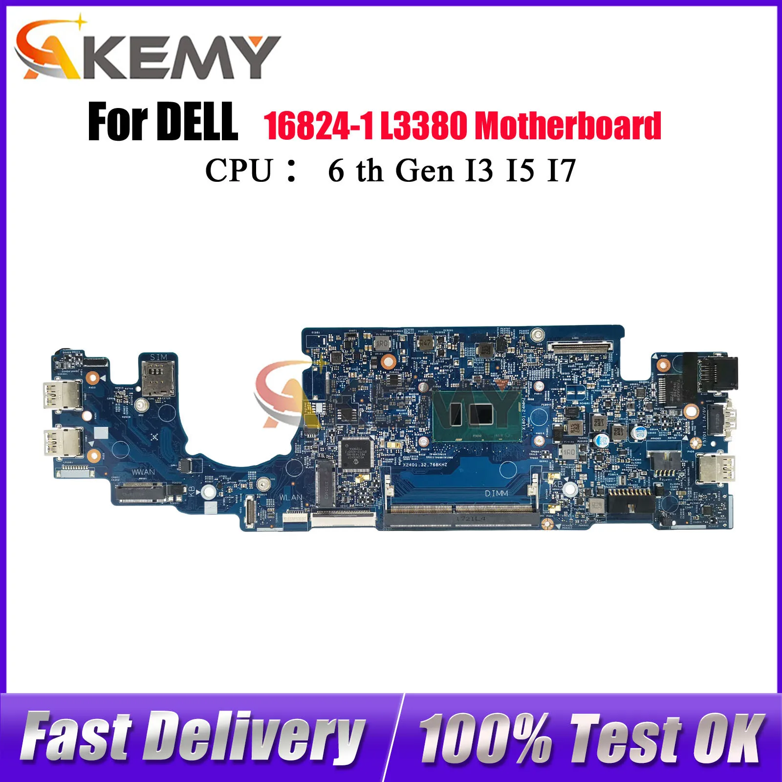

Материнская плата для ноутбука Dell Latitude 13 3380 L3380 16824-1 CN-066FRK 063JCX 04KCV2 DDR4 100% полностью протестирована
