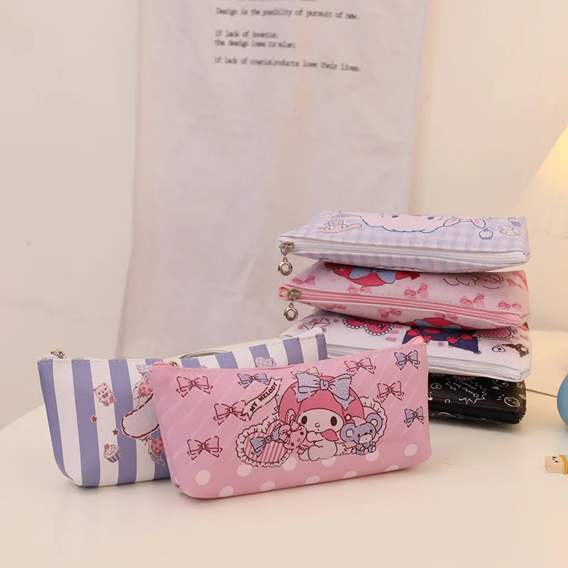 Sanrio Pencil Case Pu Waterproof Cinnamoroll Hello Kitty Kuromi Melody Cartoon Pen Bag Kindergarten Opening Gifts Children Toys