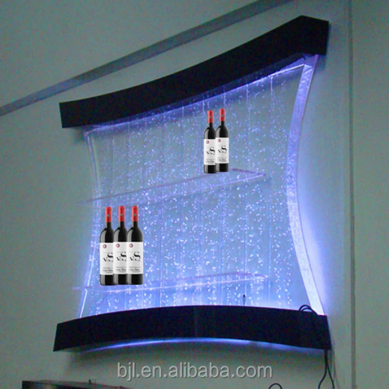 (Personalizzato) espositori da parete per bottiglie in acrilico a LED/display per vino da parete a LED in acrilico