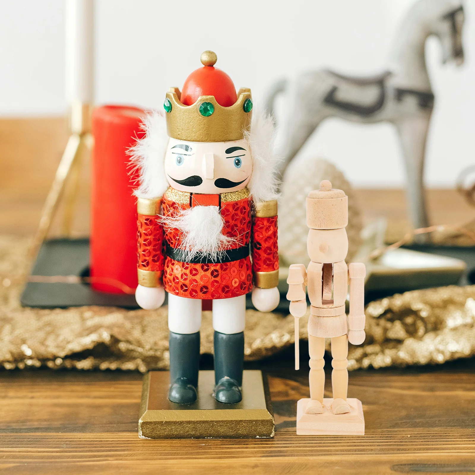 3 قطعة دمية خشبية دهان داي للأطفال هدية الكريسماس الخشب الجندي زخرفة كسارة البندق الخشبية دمية ديكور المنزل الحرفية مجموعة #3