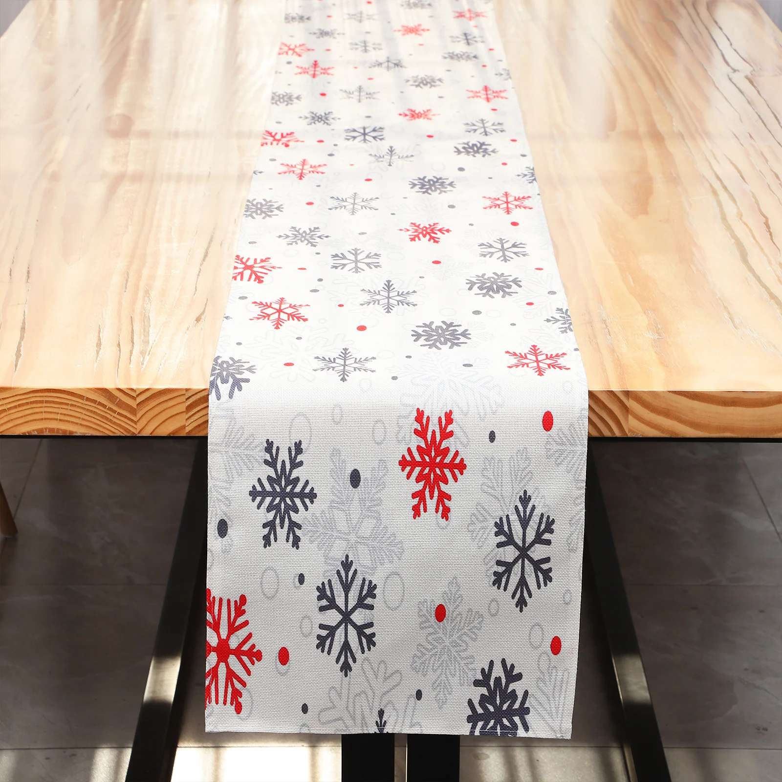 

Linen Christmas Table Runner Snowflake Pattern Party Dining Decoration Festival Tablecloth Winter Holiday Supplies
