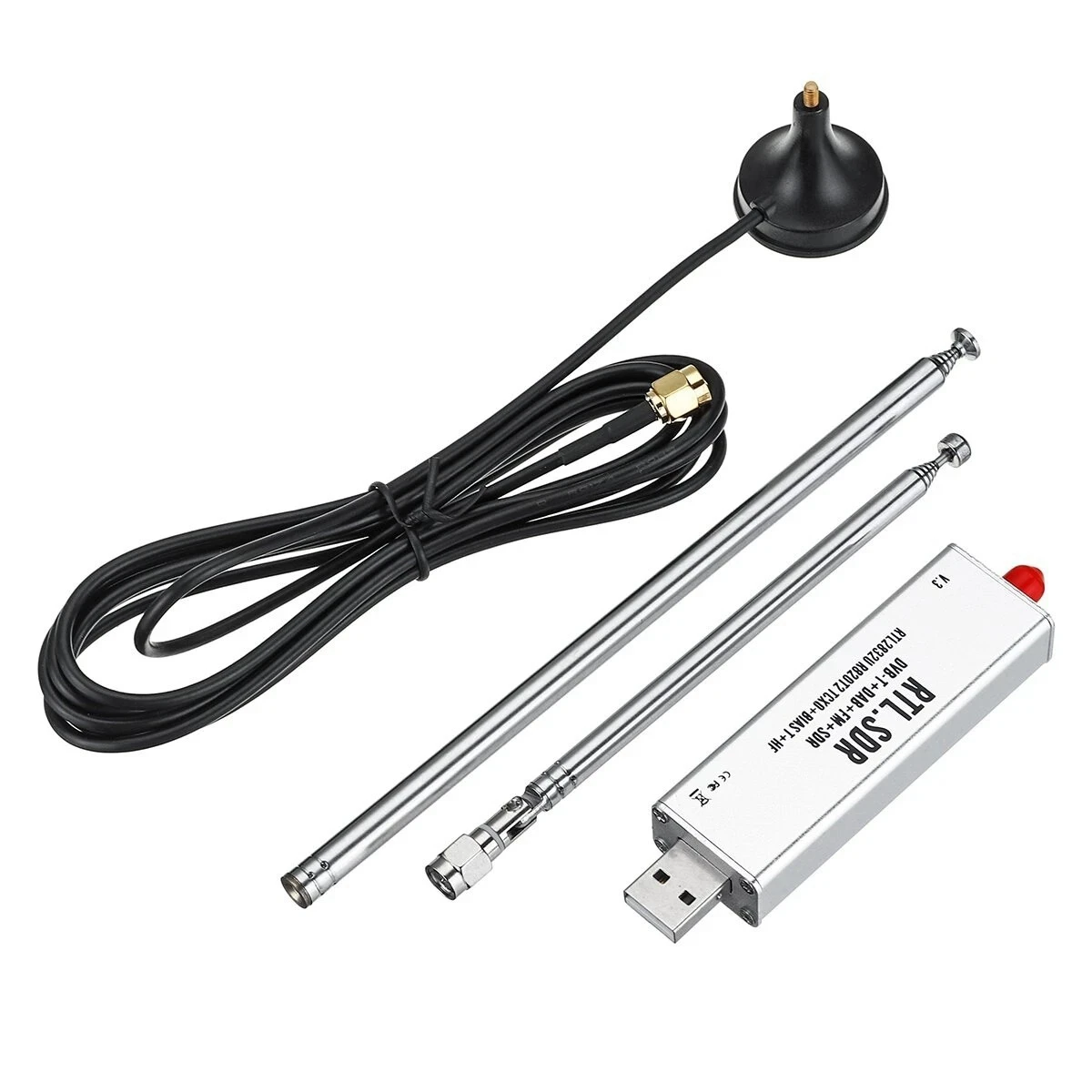 

-SDR R820T2 V3 RTL2832U + Telescopic Antenna + Antenna Base