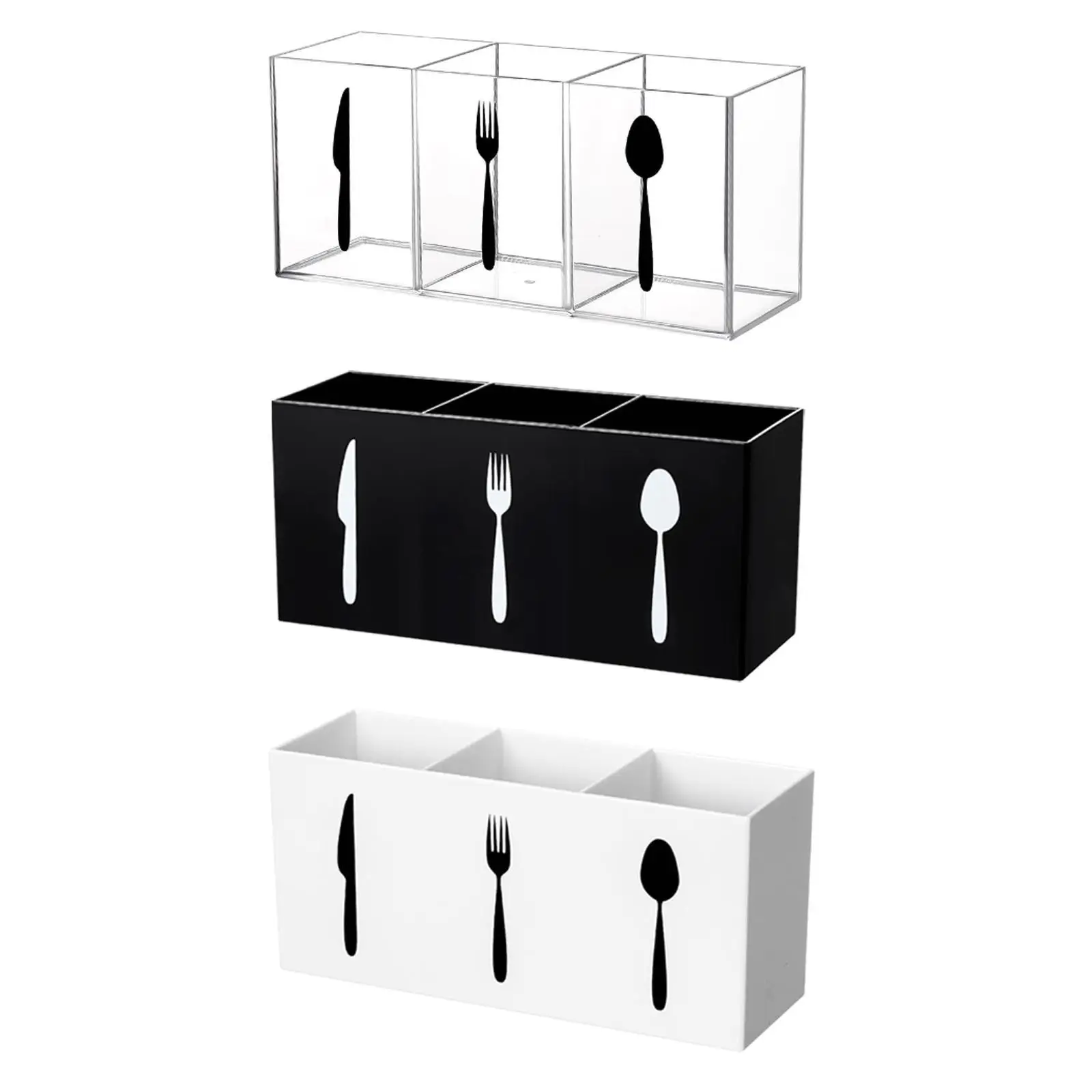 

Acrylic Silverware Organizer Chopstick Box 3 Slot Dining Utensil Holder
