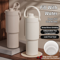 750ml Vacuum Flasks Thermoses With Straw Handle Thermal Mug Water Bottle 316 Stainless Steel Insulating Tumbler For Car