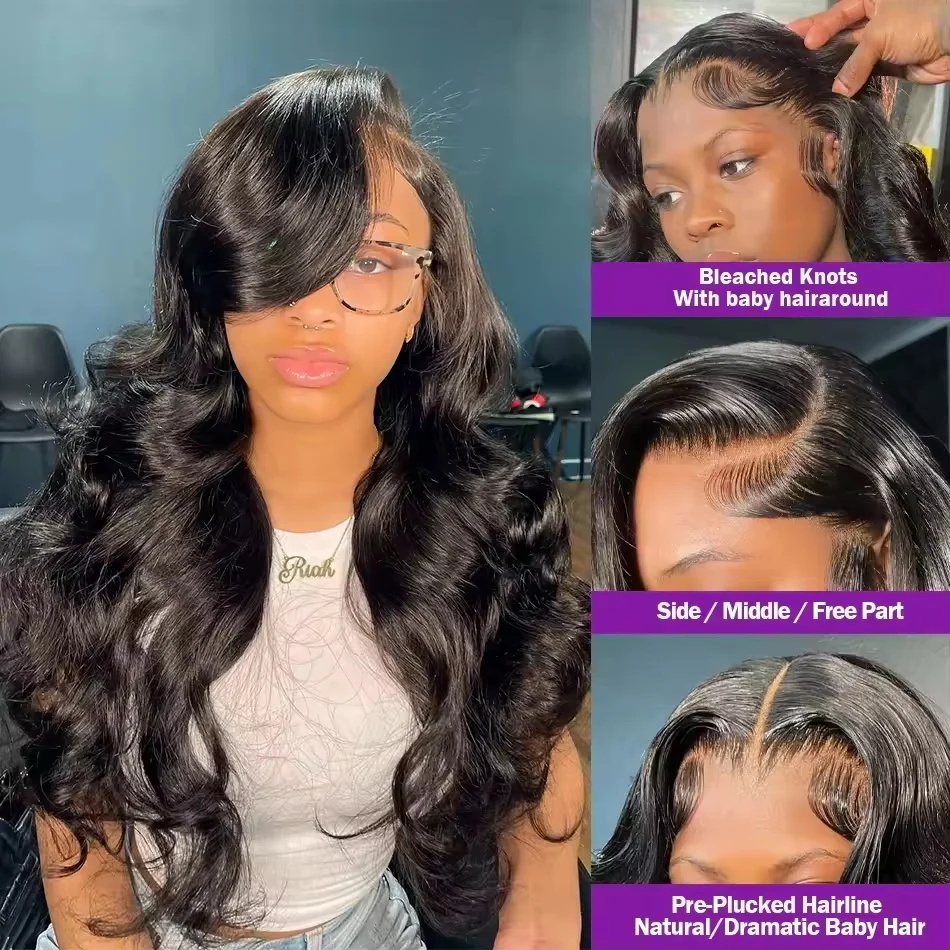 250 de densidad 100% cabello humano 13x4 13x6 pelucas con frontal de encaje onda corporal HD 5x5 sin pegamento negro suelto 40 pulgadas con cierre listo para usar 2