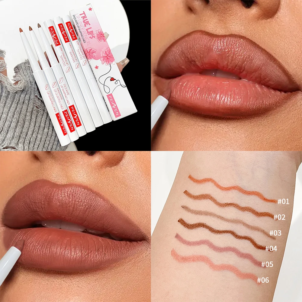 Matte Lipliner Gouden Buis Waterdichte Lippenstift Potlood Vrouw Gemakkelijk Te Dragen Anti-Stick Cup Lippen Contouren Pen Nude Lip Cosmetica