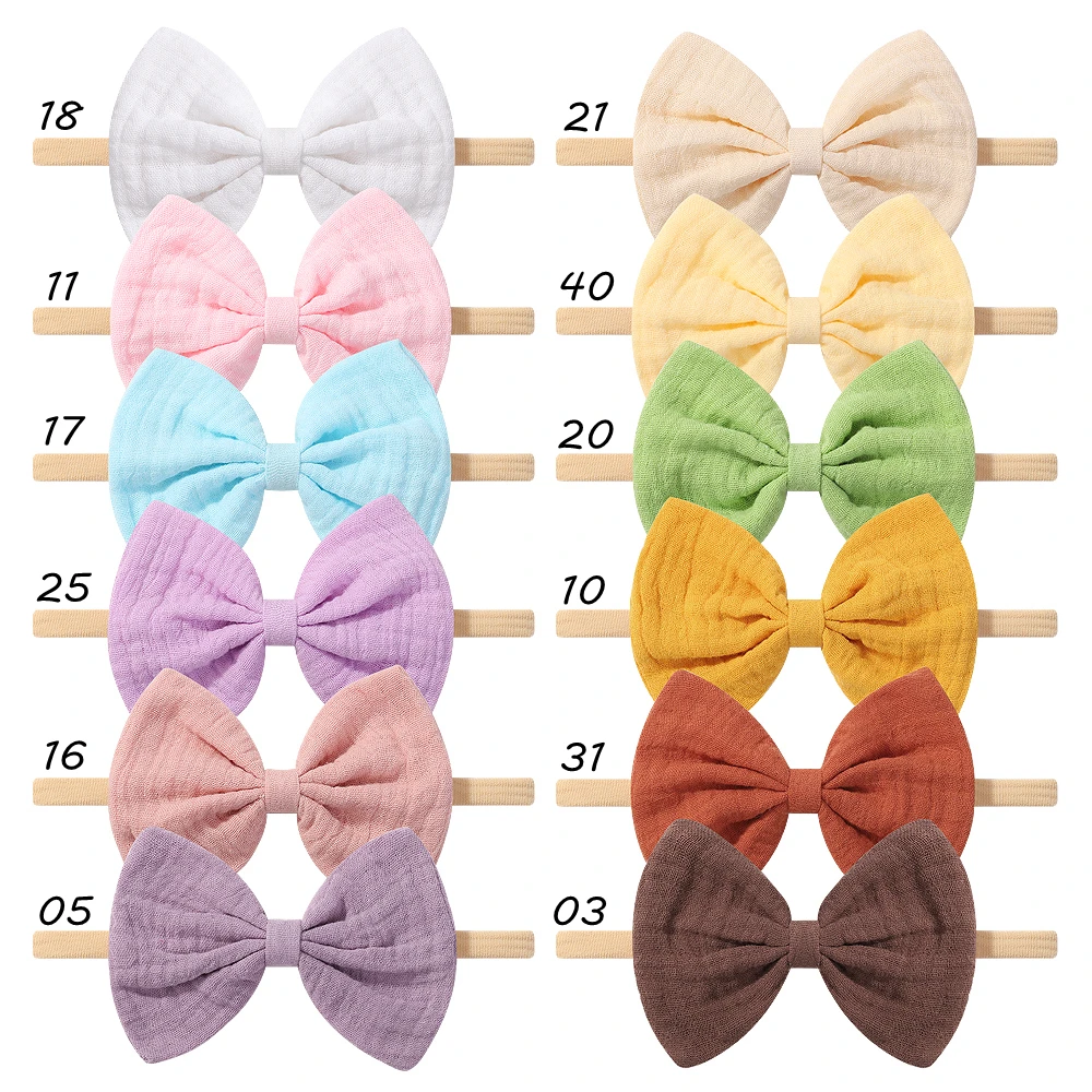 0~3Years Soft Headband Newborn Solid Color Bowknot Head Band Baby Toddler Daily Casual Headwear Kids Hair Accessories Wholesale