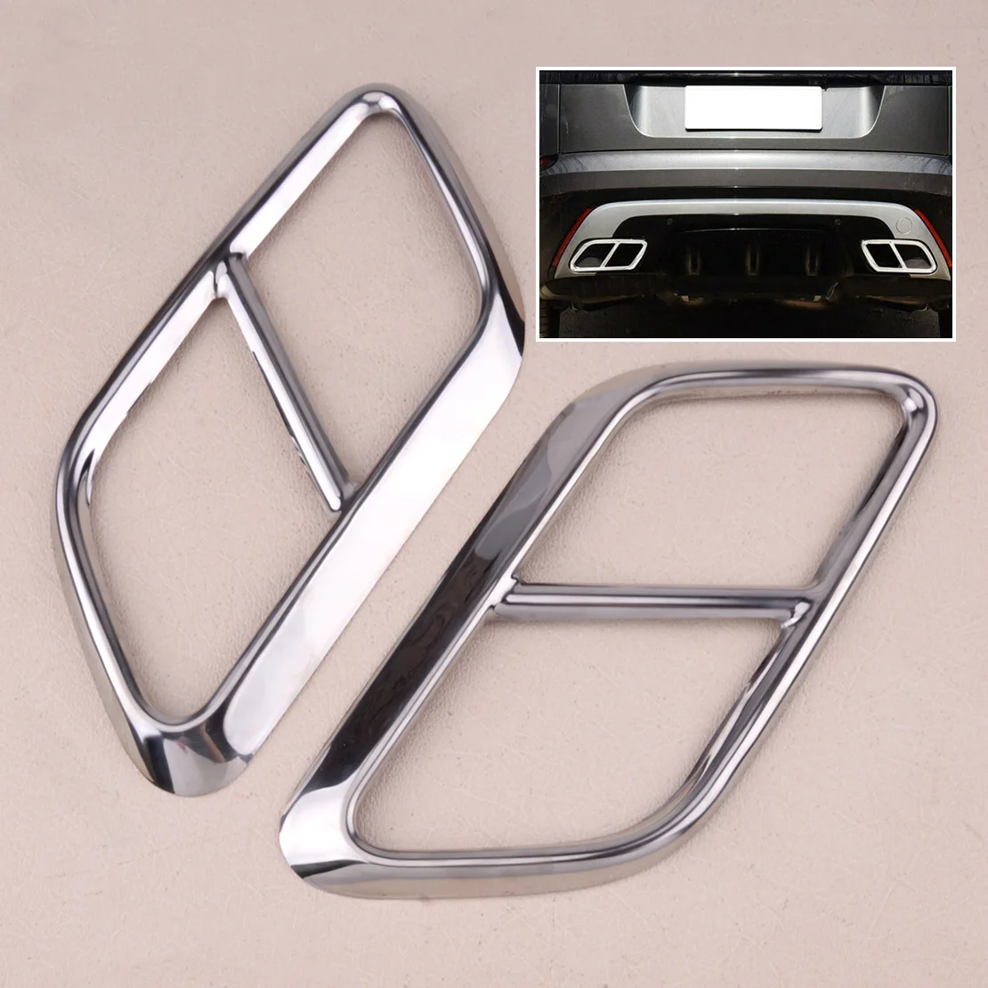 2pcs Steel Exhaust Muffler Tip Pipe Trim Cover Frame Fit for Land Rover Range Rover Velar 2018 2019