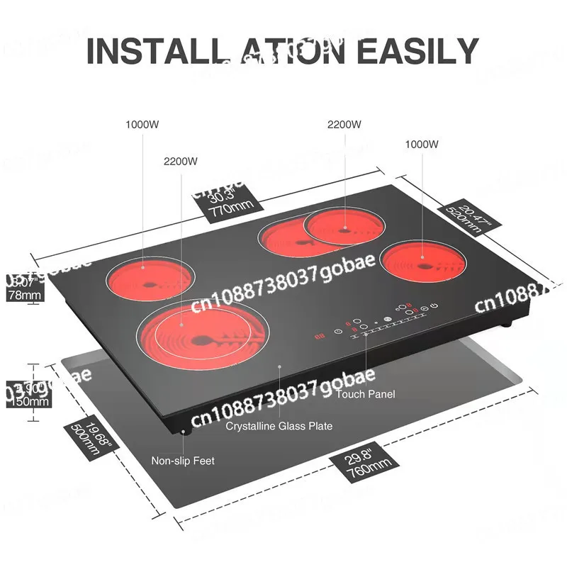 

Four heads and four eyes induction cooker Electric ceramic cooker Embedded high power 110V/220 English SAA Australia