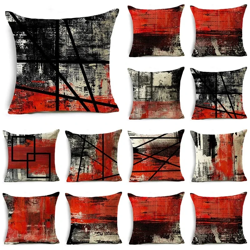 Red and Black Inkjet Design Pillowcase Personality Car Studio Home a living room Lumbar Pillow Cushion Cover 45*45cm Decoration