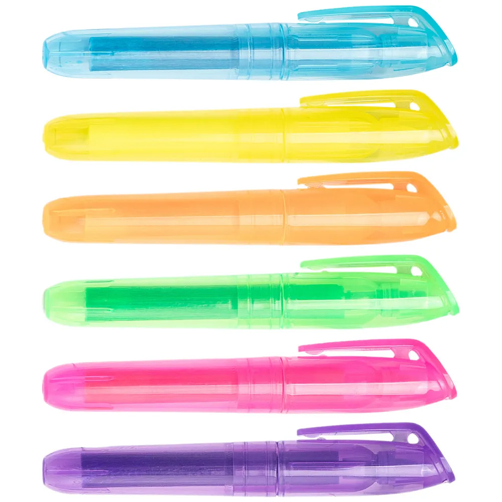 

6Pcs Student Coloring Highlighter Pens Compact Easy Pull Markers for School Study Office Daily Supplies Scrapbook Marker