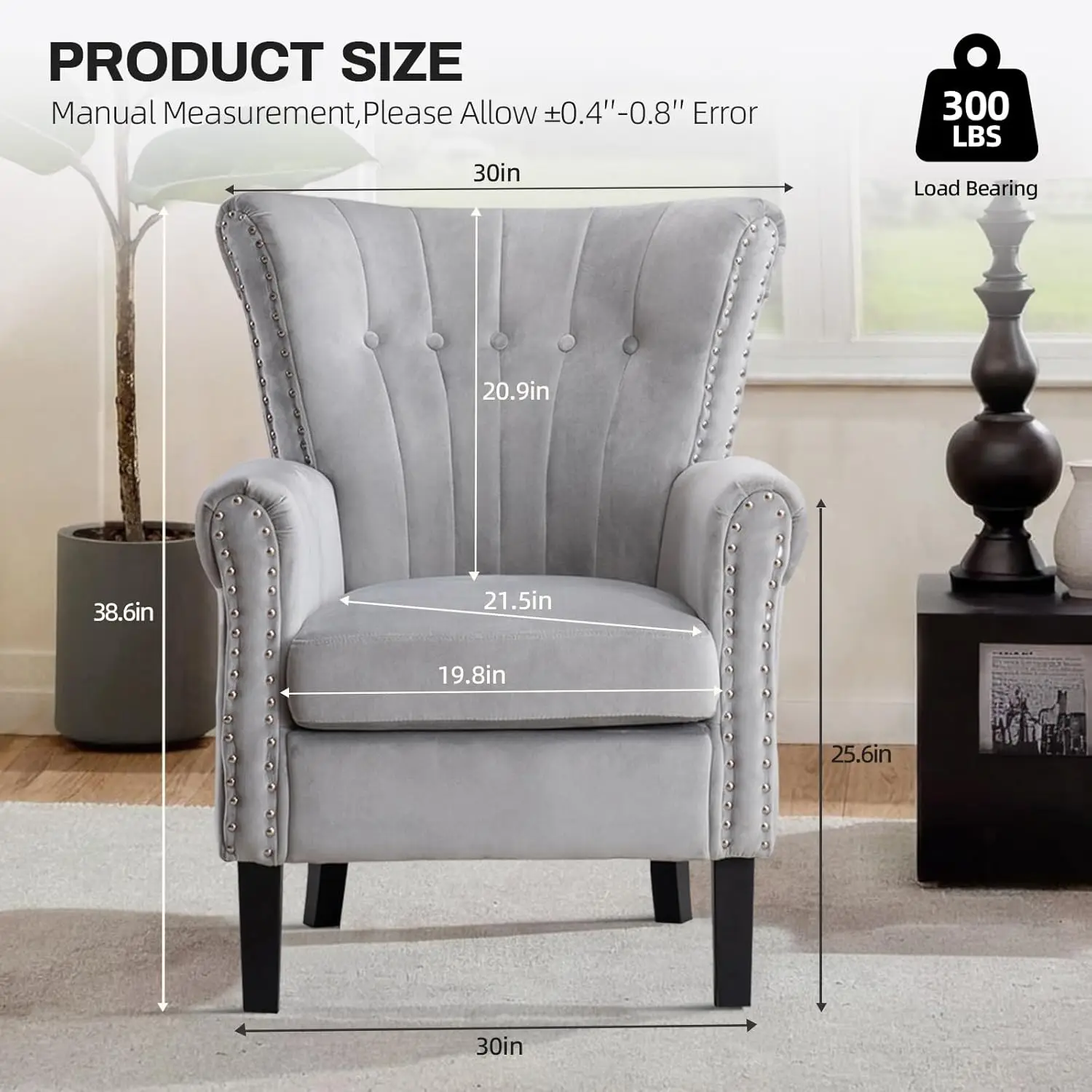 Modern Mid Century Accent Chair Comfy Upholstered Armchair   Reading Chair for Living Room Bedroom Small Spaces Apartment C