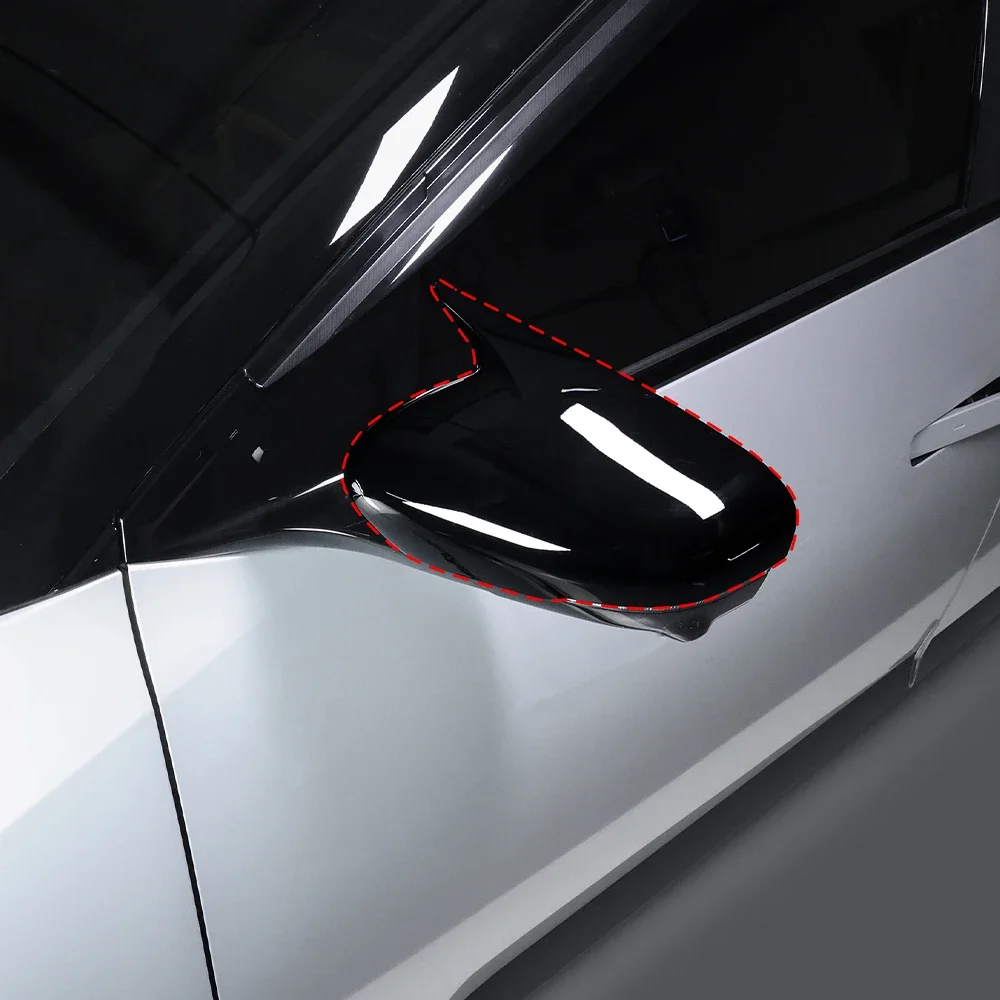 لكيا EV4 2025 2026 2 قطعة مشرق الأسود الثور القرن سيارة مرآة الرؤية الخلفية غطاء الكسوة الملحقات الخارجية