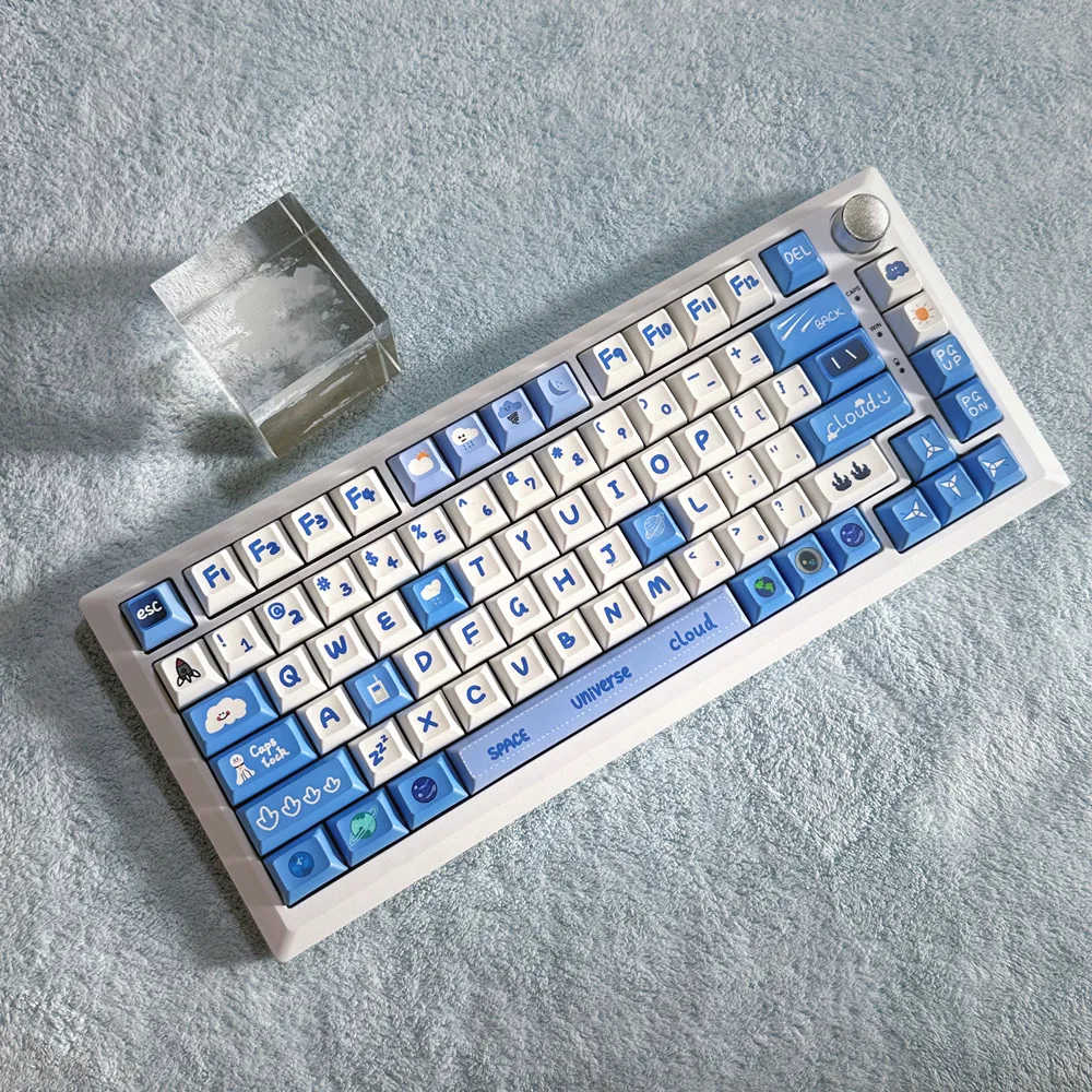 PBT Firmament Keycap KCA Profile White Blue Full Sets DYE Sublimation Key Caps For GH60 GK61 64 68 75 84 87 96 104 108 Keyboard