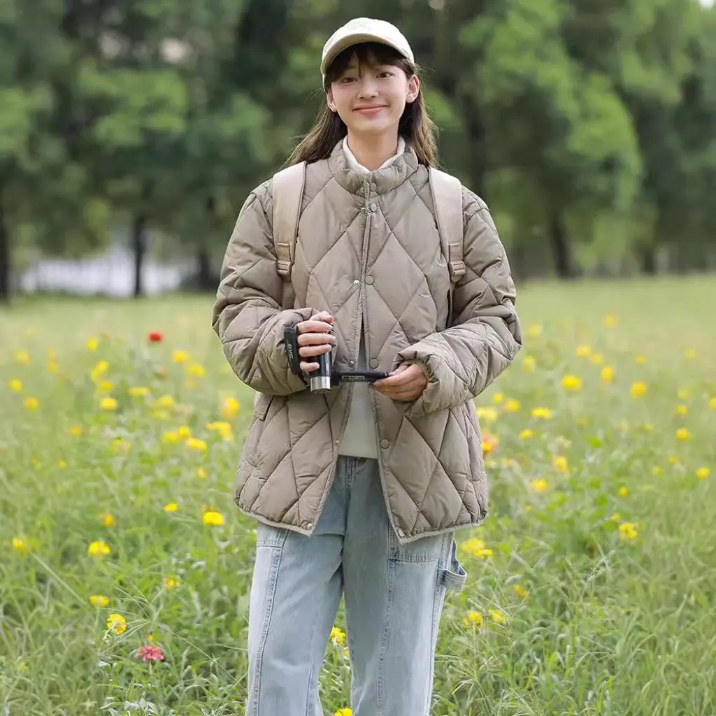 

Women's Japanese-style Winter Cotton-Padded Coat Diamond-Shaped Stacked Outdoor Casual All-match Hong Kong-style Ins Clothing