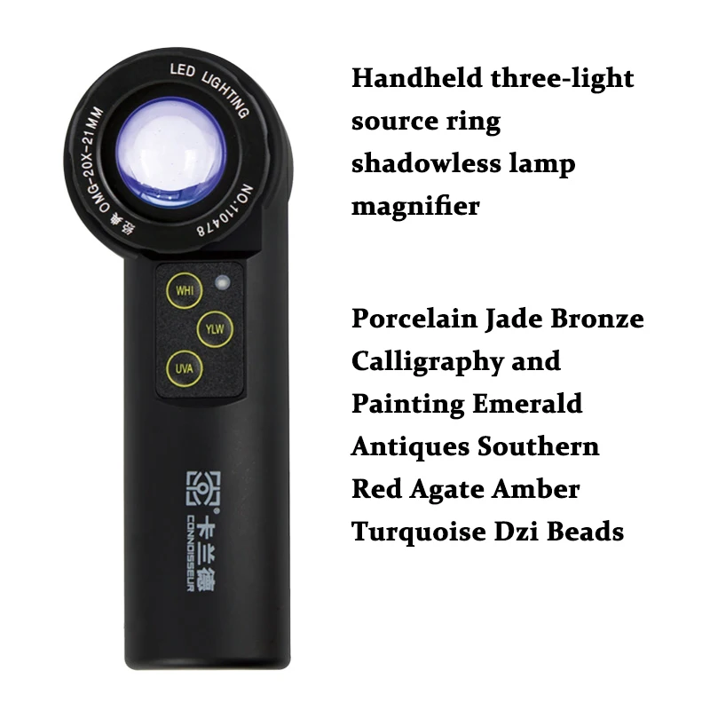 Antigo Jóias Diamante Identificação Lupa 10x com Luz Luxo Handheld Jóia Lupa Turquesa Omg10x 20x