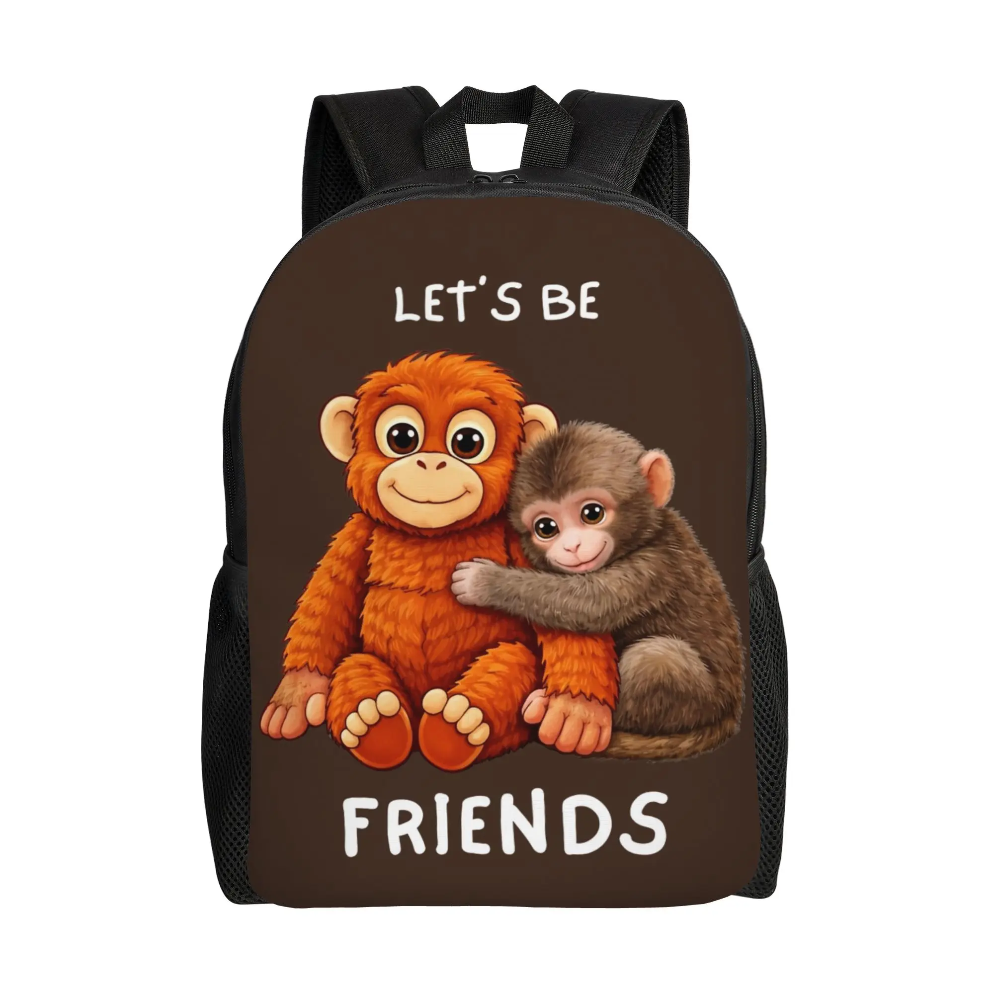 

Рюкзак Hang in There Punch Monkey Let's Be Friends: стильный, спортивный, для старшей школы, бизнеса, повседневный, для мужчин и женщин, для ноутбука, из холщовой ткани