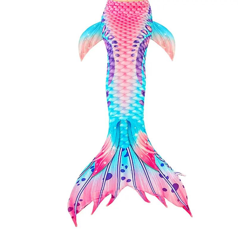 3-12 Years Girls Swimming Mermaid Tail Bikini Bathing Suit Flippers Head Garland Children Mermaid Beach Swimsuit Cosplay