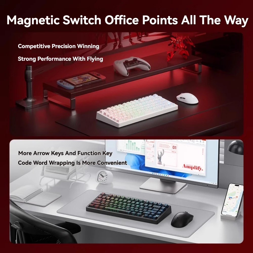 MCHOSE Jet75 Teclado mecánico interruptor magnético con cable junta de intercambio en caliente RGB 8000Hz 0,1 MS RT 0,01mm teclado personalizado 75% FPS para juegos