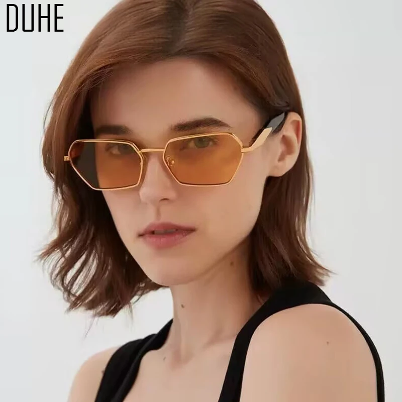 

Fashionable Metal Polygonal Small Frame Sunglasses High-End Sense Personality Women's Sunglasses Y2K Retro Casual Sunglasses Men