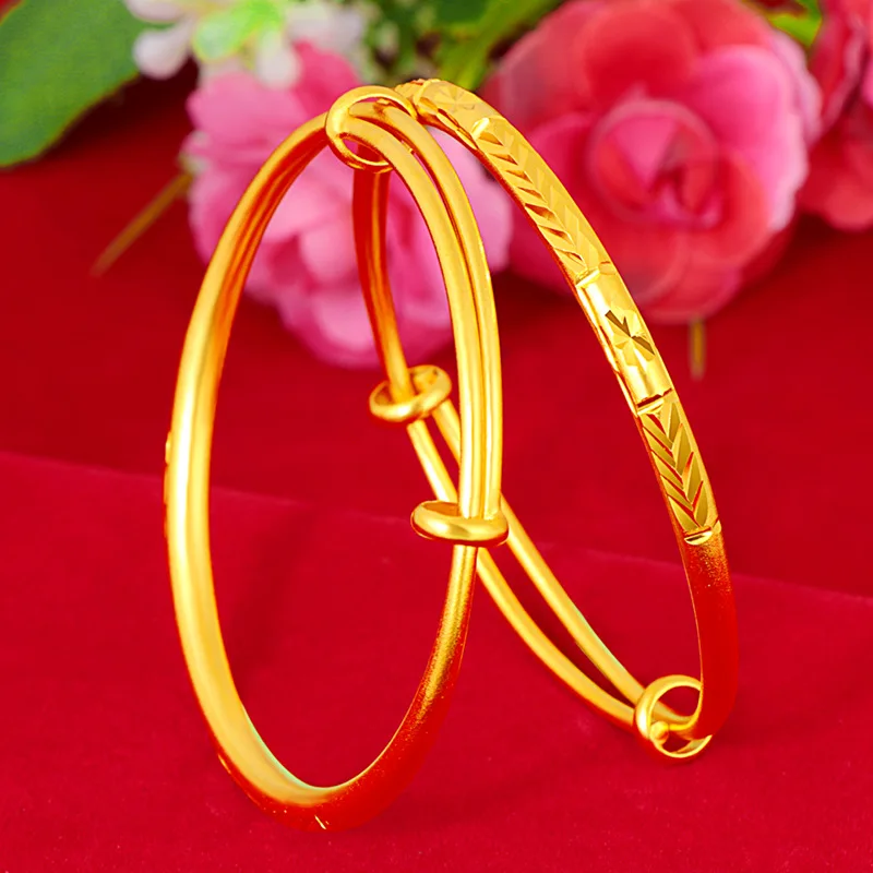 

Pure Gold Bracelet Female Gold Push-pull Car Flower Bracelet Gold Jewelry Velvet Bracelet