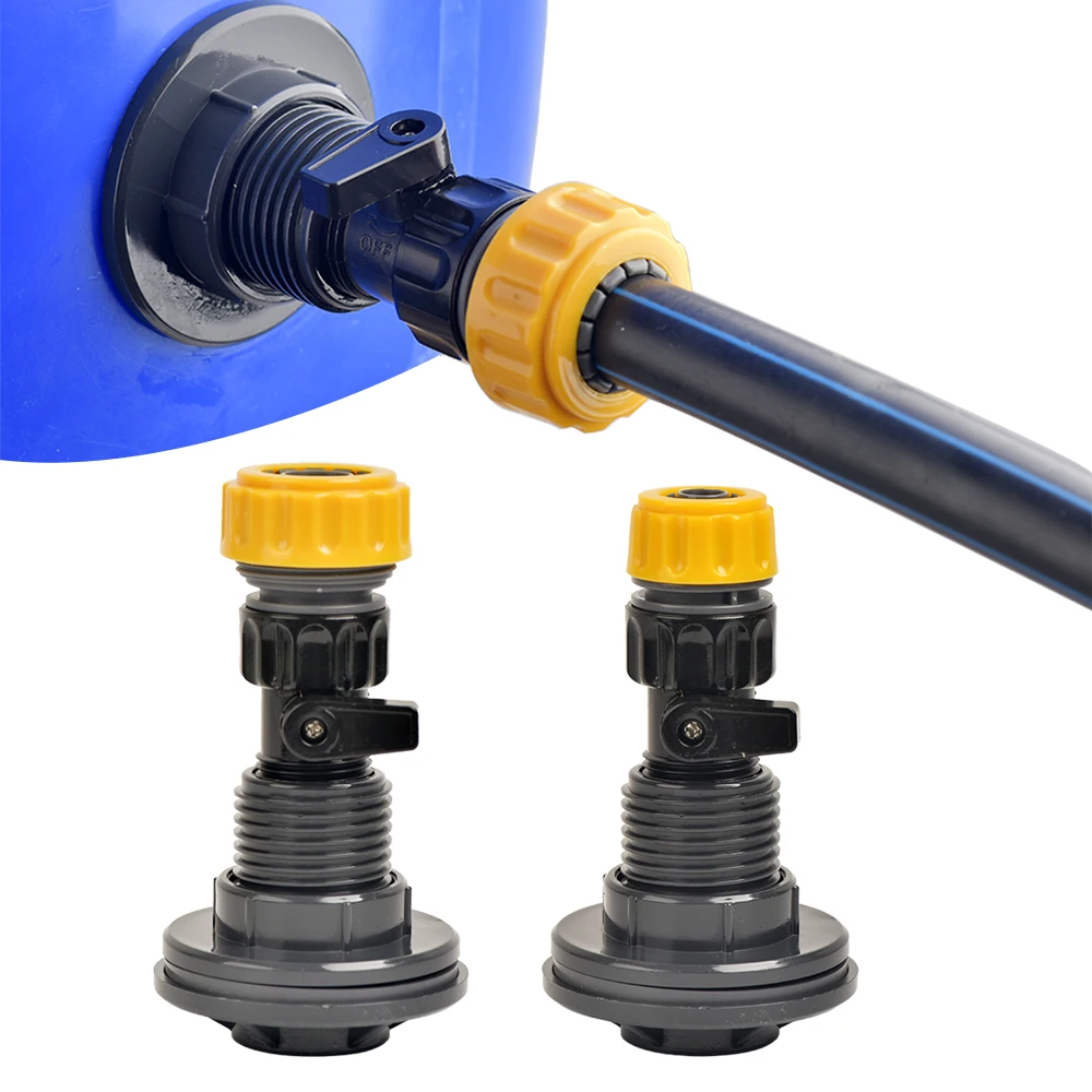 3/4'' Durable PVC Rain Barrel Spigot Kit, with 1/2'' 3/4'' Hose Connector, Waterproof Seal for Tanks, Ideal for Irrigation Aquarium