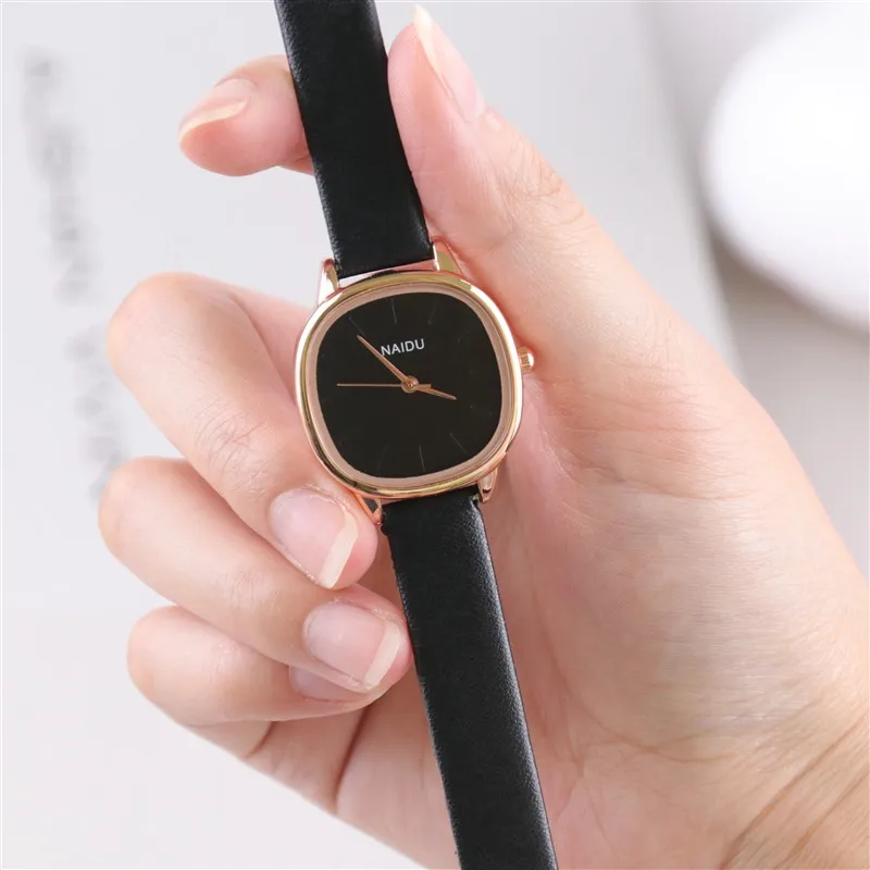Relógio de pulso de couro elegante feminino, relógio de quartzo feminino, moda feminina, charme quart
