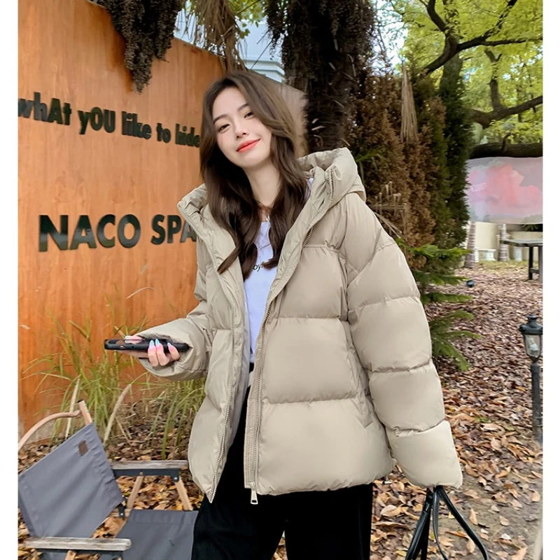 Lightweight Hooded Down Jacket for Women, Warm Coat, Casual Bread, Short Outwear, 90% White Duck Down, Monochromatic, New Winter