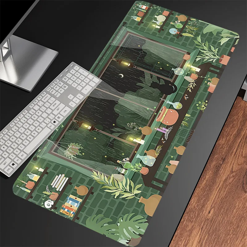 Black Cat Gaming Table Mat Matcha Green Kawaii Laptop Large Mousepad Anime Office Cute Carpet Keyboard Accessories PC Mouse Mats