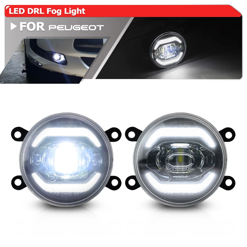 White DRL Halo Led Bumper Fog Light Kits For Peugeot 207 307 3008 308 408 4007 4008 Traveller Citroen Jumpy Box C3 C4 C5 C6 DS3