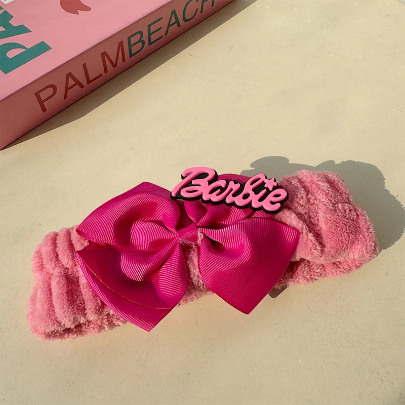 New Miniso Barbie Hair Bands 2024 Headbands Wash Headwear Kawaii Cartoon Wash Face Makeup Hair Bands Girl Hair Accessory