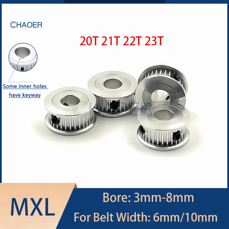 

MXL 20, 21, 22, 23 зубца, синхронное колесо, диаметр 3/4/5/6/6,35/8 мм для ширины ремня 6/10 мм, шестерня шкива ГРМ MXL, аксессуар для 3D-принтера