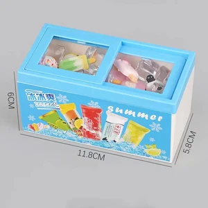 Miniaturmöbel Supermarkt Gefrierschrank für Mädchen, 1/12 Doldas Spielzeug, Eisschrank, Simulationsgetränk, Mini -Essen, Geschenk Küche 8 Hauptverkäufe Gefrierschrank für Eiscreme - №1