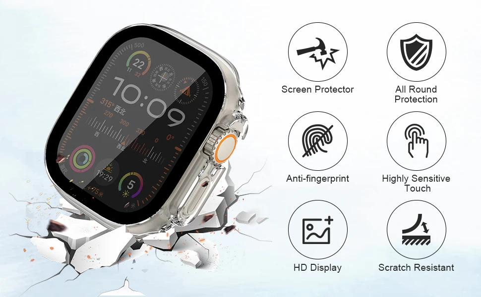 Gehärtetes Glas + Sichtschutz für Apple Watch Ultra2 3 49mm Gehäuse Anti-Spy Displayschutzfolie iWatch Series 9 8 7 SE 12 46mm 40 44mm – Detail 3