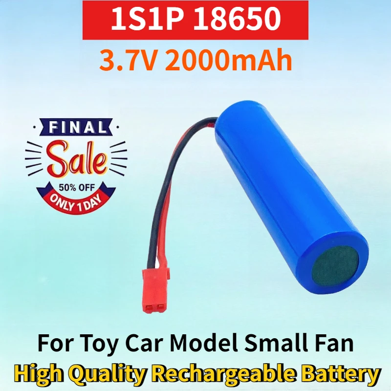 

1S1P 18650 3.7V 2000mAh Rechargeable Battery for Toy Car Model Small Fan Remote Control Car Lithium-ion Battery with JST Plug