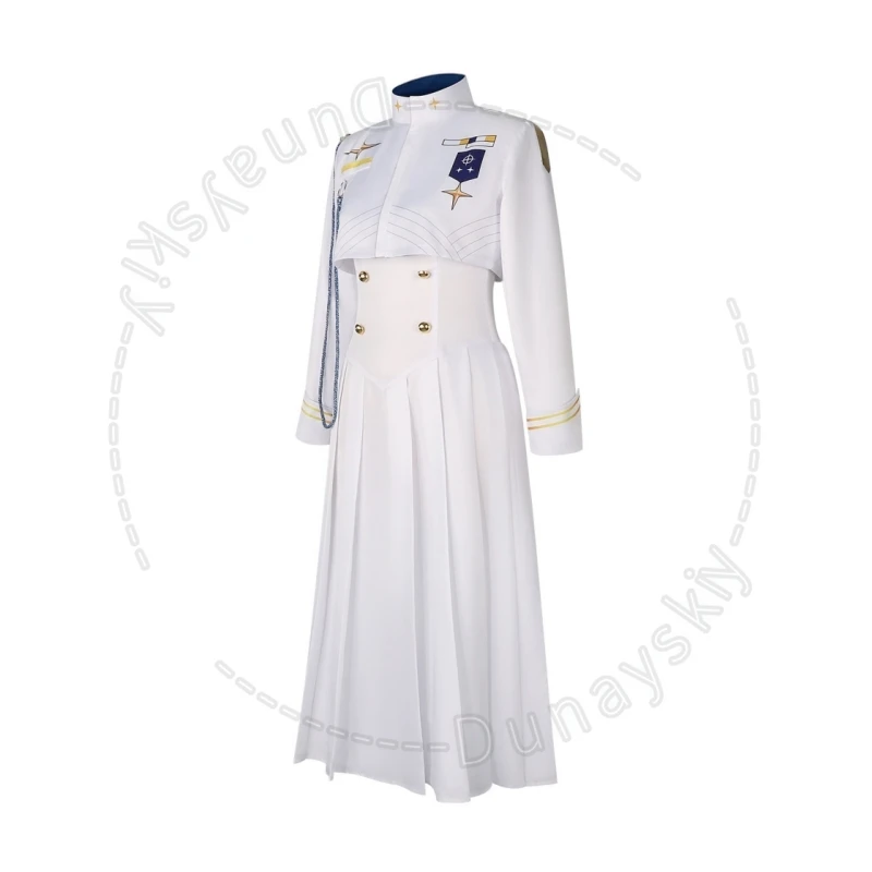 Blue Archive Federal Student Council President Badge Cosplay Costume White Military With Wig Set Jacket Dress Wig Headband Stage - view 4