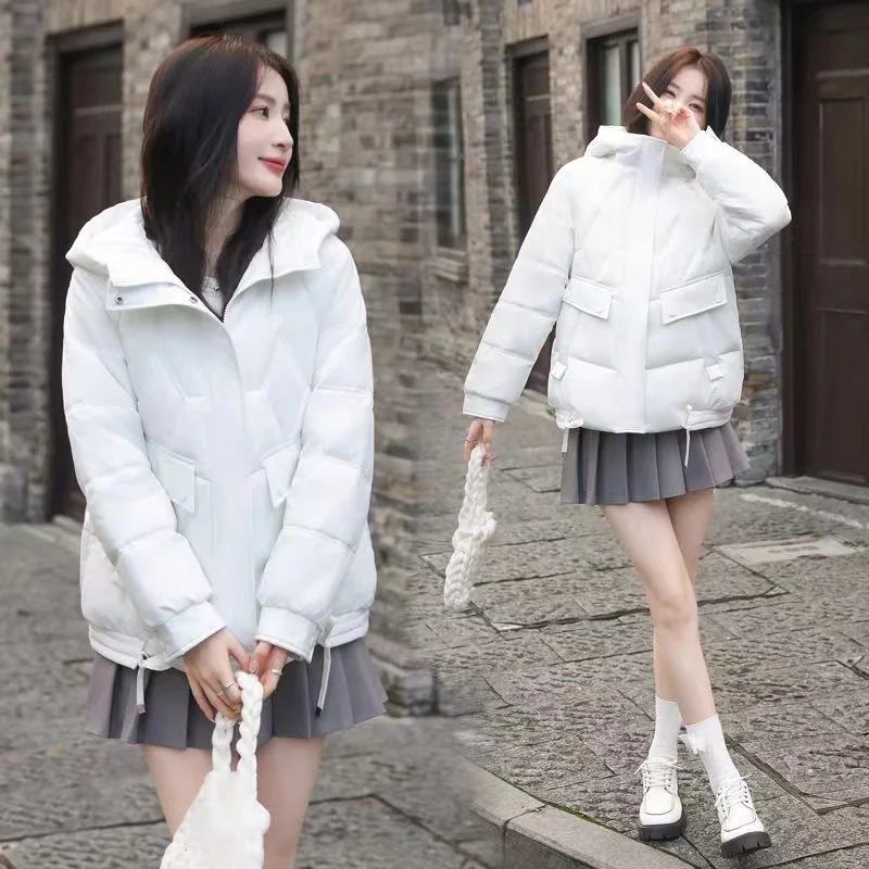 2024 New Women Jacket Winter Parkas Students Hooded Down Cotton Jackets Ladies Casual Warm Short Coat Female Overcoat Outwear