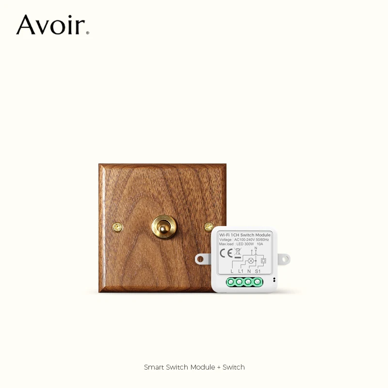 

Avoir Alexa Accessories Tuya Wifi Switch Black Solid Wood 1-4 Gang 2 Way Toggle Switches Smart Home Products Push Buttons Switch