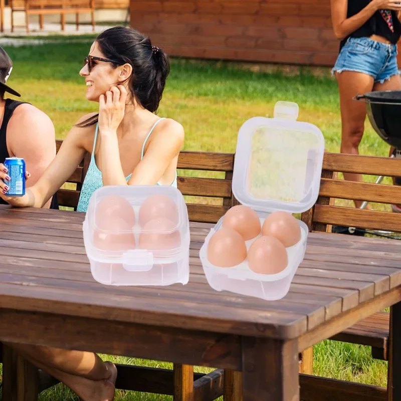 صندوق تخزين البيض المقاوم للصدمات في الهواء الطلق مع صينية بيض شفافة وصينية بلاستيكية حاوية تخزين بيض الثلاجة المحمولة 1/2 قطعة #4