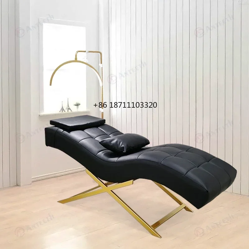 Luxury Custom Eye Lashes Extensions Bed furniture Beauty Salon Massage Bed Leather Curved Lash Bed