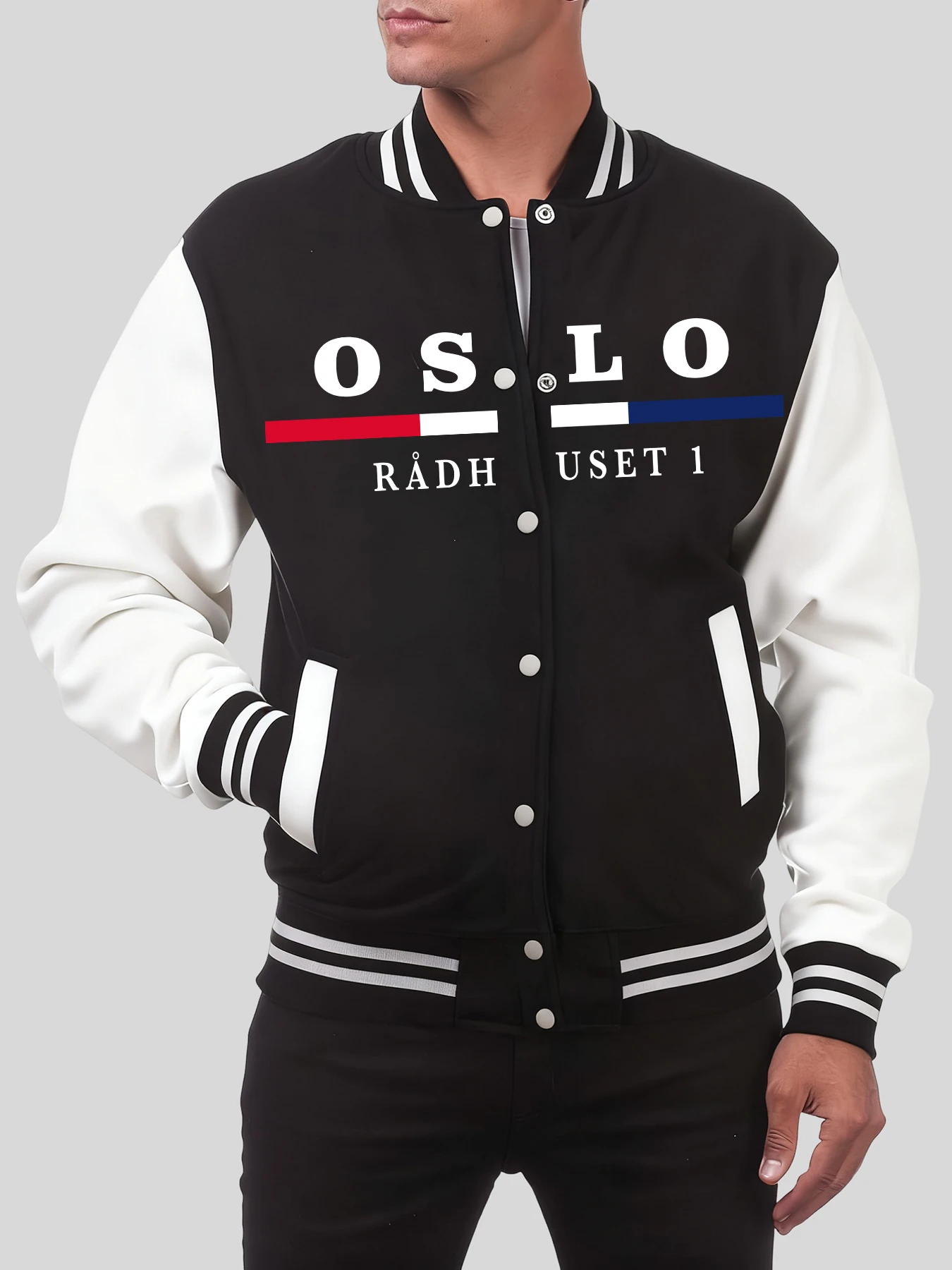 

Oslo Radh Uset 1 Print Men Baseball Jersey Casual Loose Streetwear Fashion Fleece Clothes Autumn Button Tops Personality Coat