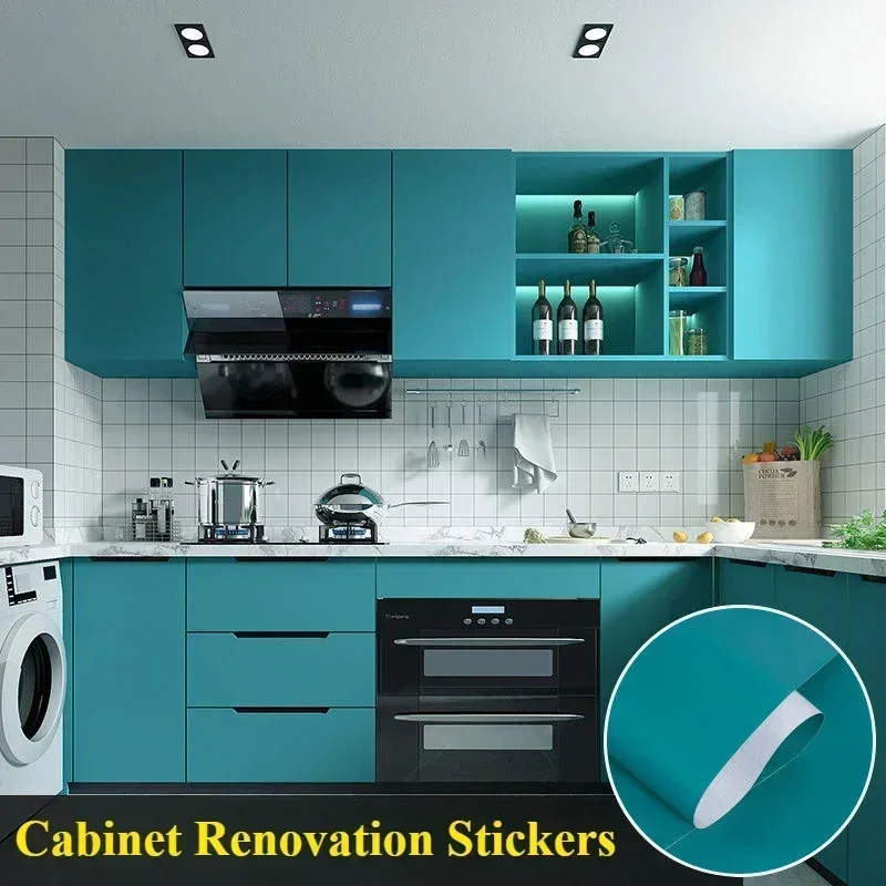 Cabinets Renovation Stickers Oil proof Waterproof Self-adhesive Wardrobe Kitchen Bedroom Wall Renovation Wallpaper Home Decor